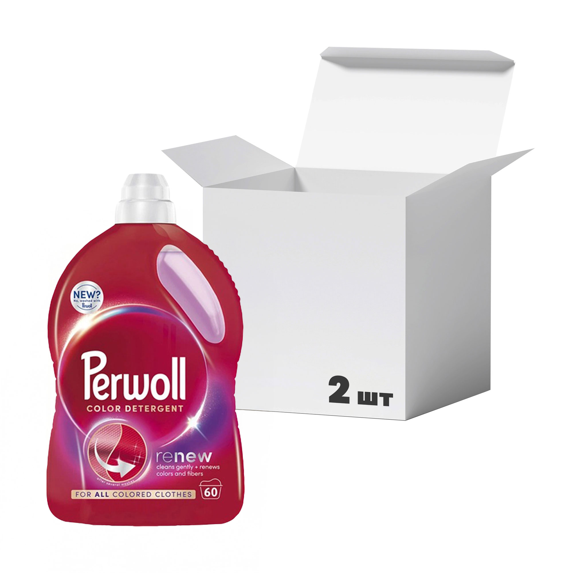 Упаковка засобів для делікатного прання Perwoll Renew Color Detergent для кольорових речей, 60 циклів прання, 3 л * 2 шт